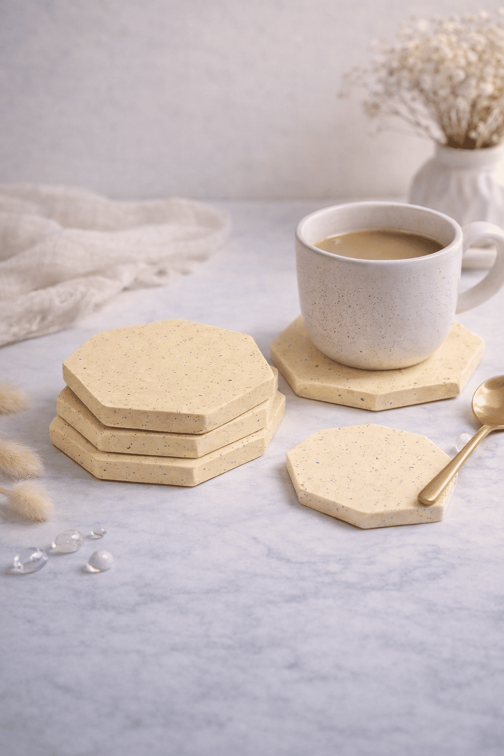 Thumbnail: Hydrostone coasters – Set of 4 handmade in Quebec