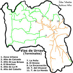 Red vial Urrao - Terminales