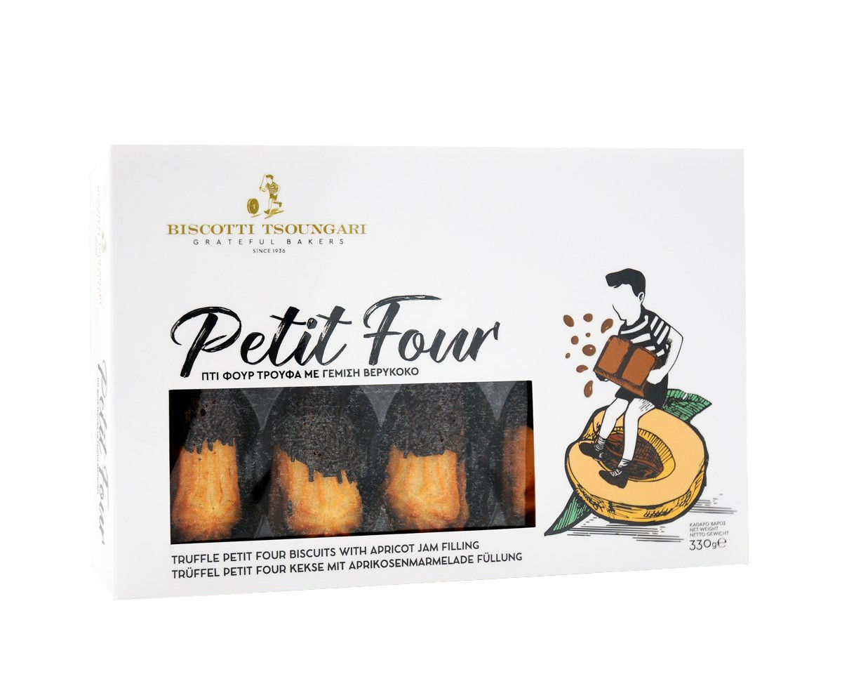 Petit Four Biscuits with Apricot Jam Filling 330g Biscotti Tsoungari