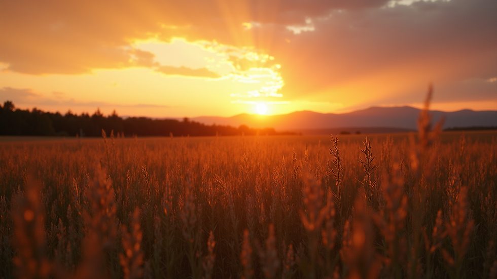 Eye level view of a scenic landscape at sunrise