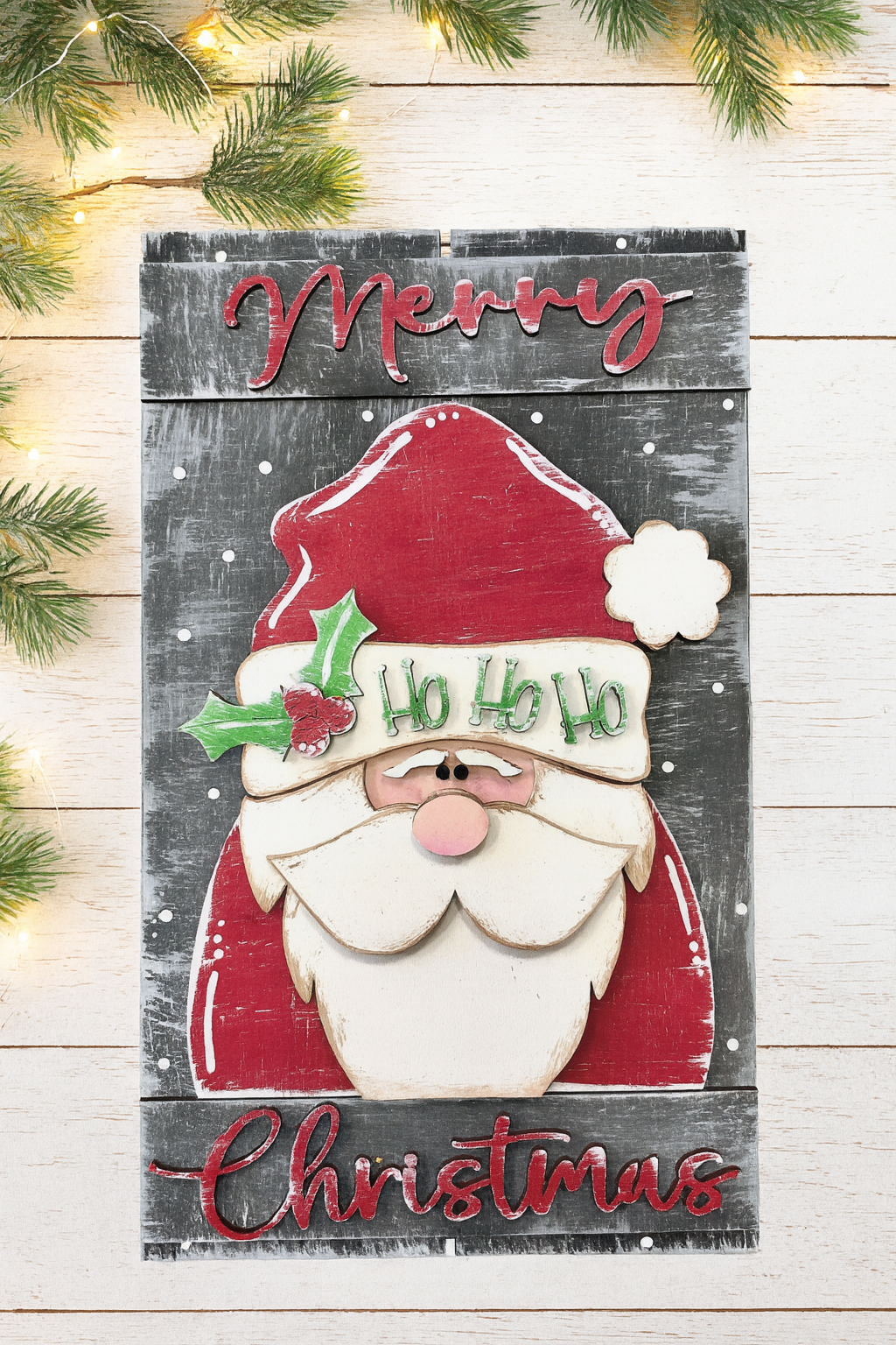 Merry Christmas Santa Faux Plank DIY Kit