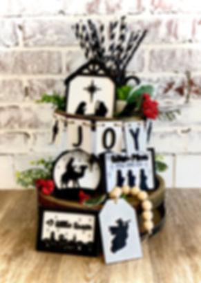 Joy Nativity Tiered Tray