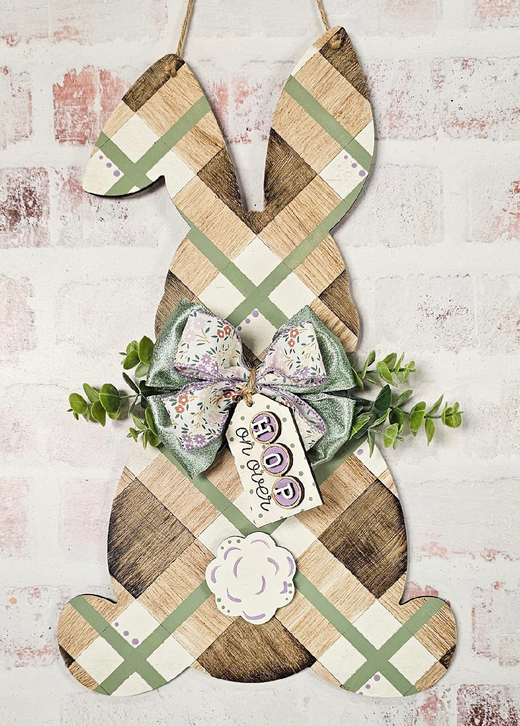 Plaid Bunny Hanging Sign DIY Kit