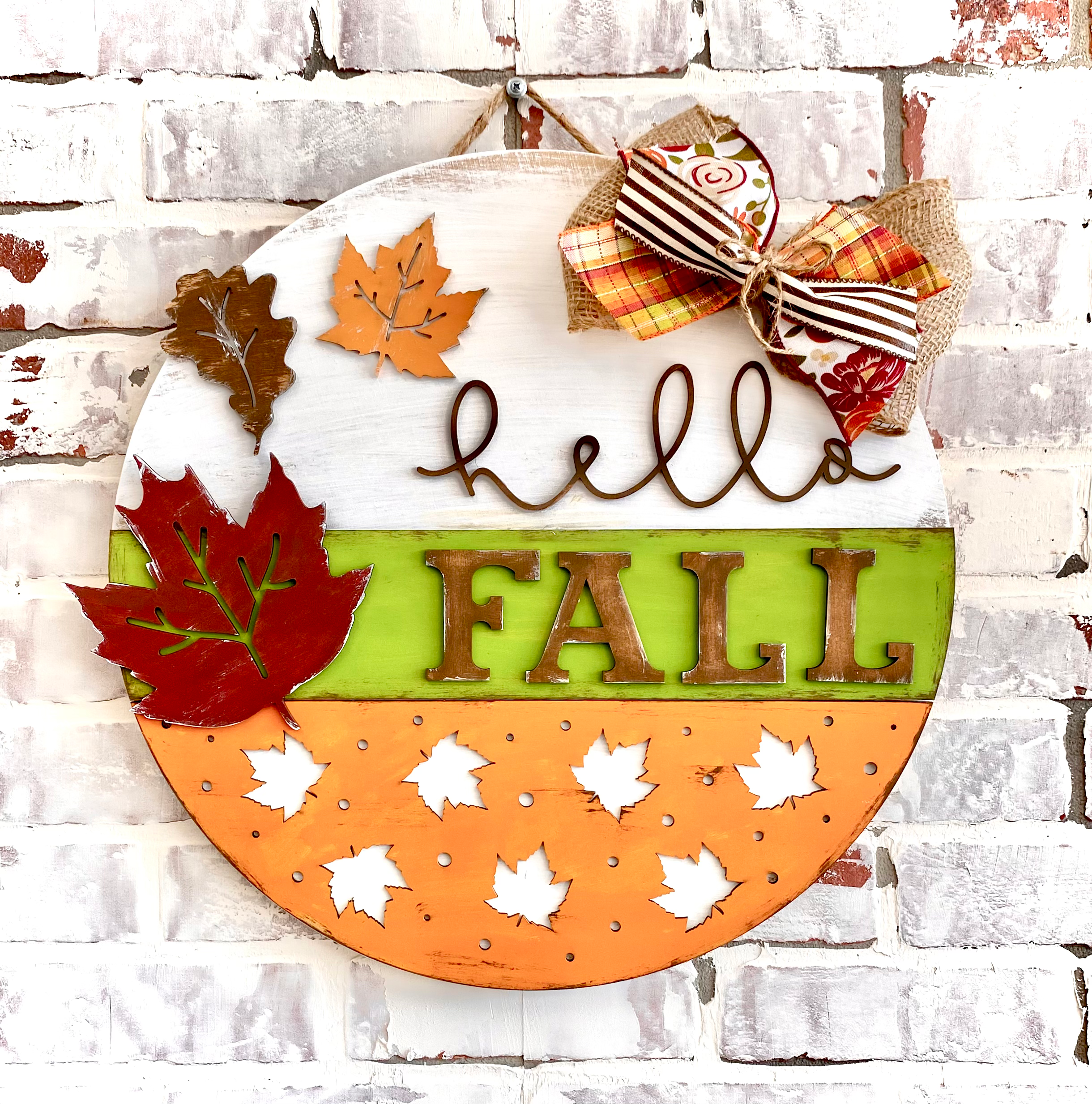Hello Fall with Leaves DIY Door Hanger kit