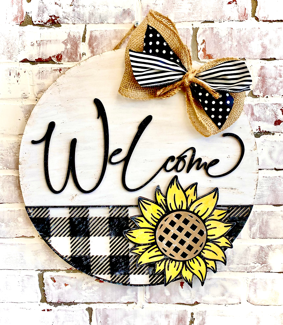 Sunflower with Buffalo Check Summer Fall DIY Door Hanger kit