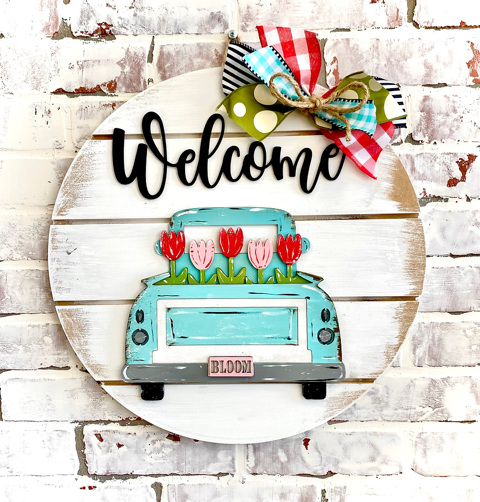 Welcome Truck With Tulips DIY Door Hanger kit