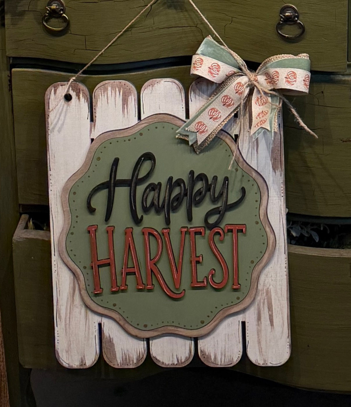 Happy Harvest Fence Sign DIY Kit with a bow 