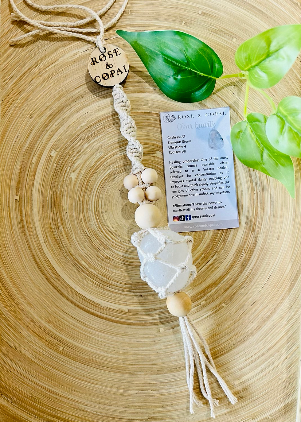 Thumbnail: Macrame Large Tumbled Crystal Car Hanger