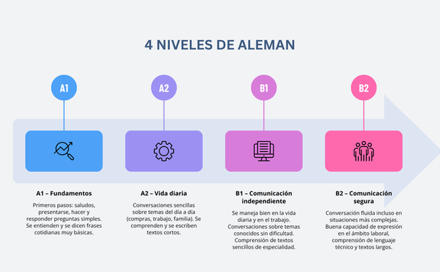 Cursos de alemán en Alemania para médicos de Centroamérica: niveles A1, A2, B1 y B2. Aprende alemán paso a paso con programas diseñados para profesionales de la salud y prepárate para tu futuro laboral en Alemania.