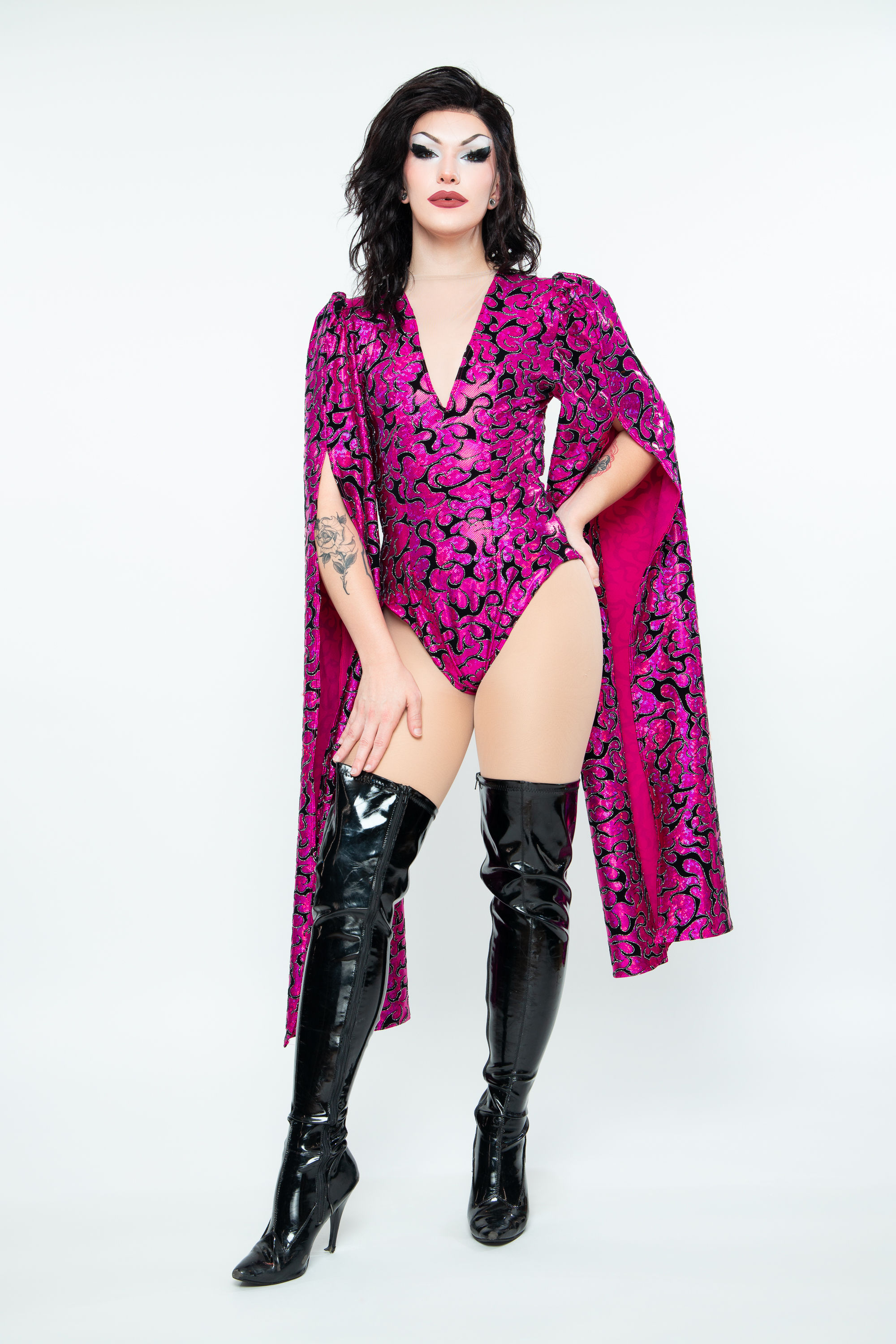 Flame Fatale | Drag Leo with Long Hanging Sleeves - Drag Costume