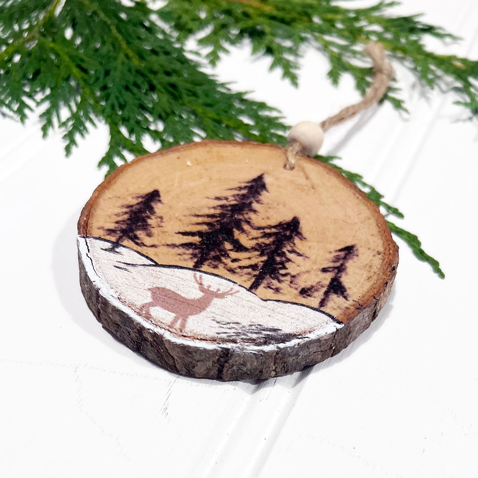 Thumbnail: Wooden Slice Decoration - Stag and Trees