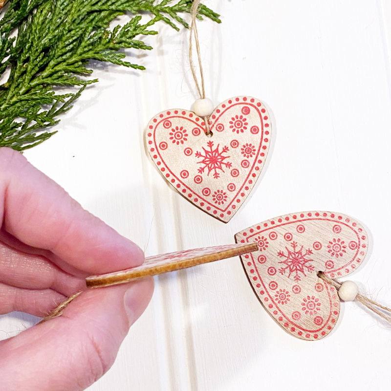 Thumbnail: 3x Wooden Hanging Heart Decoration