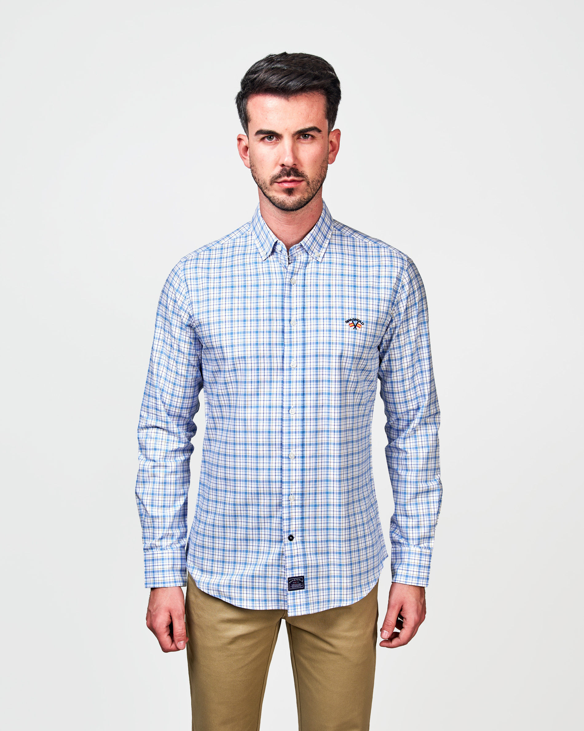 Camisa Spagnolo Cuadros Celeste