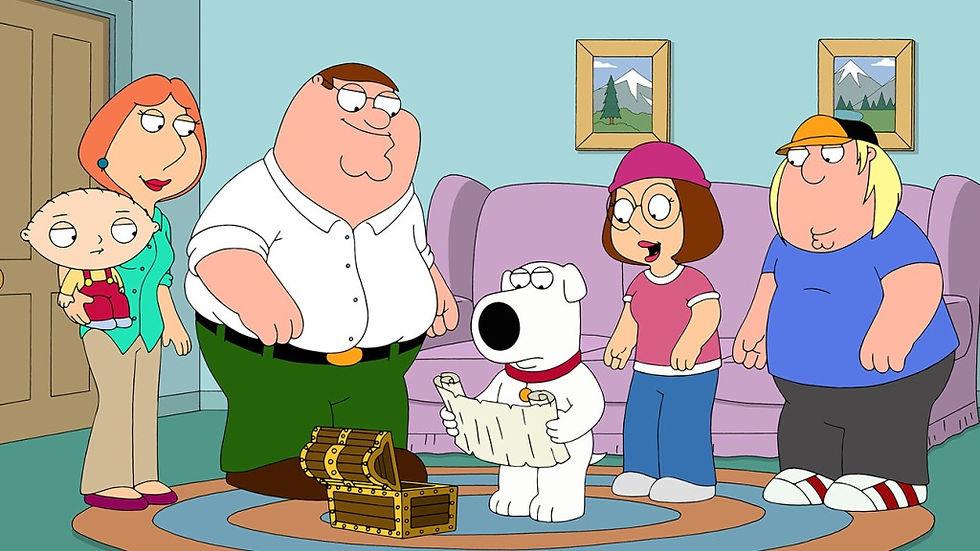 The Griffins from Family Guy looking at a treasure map