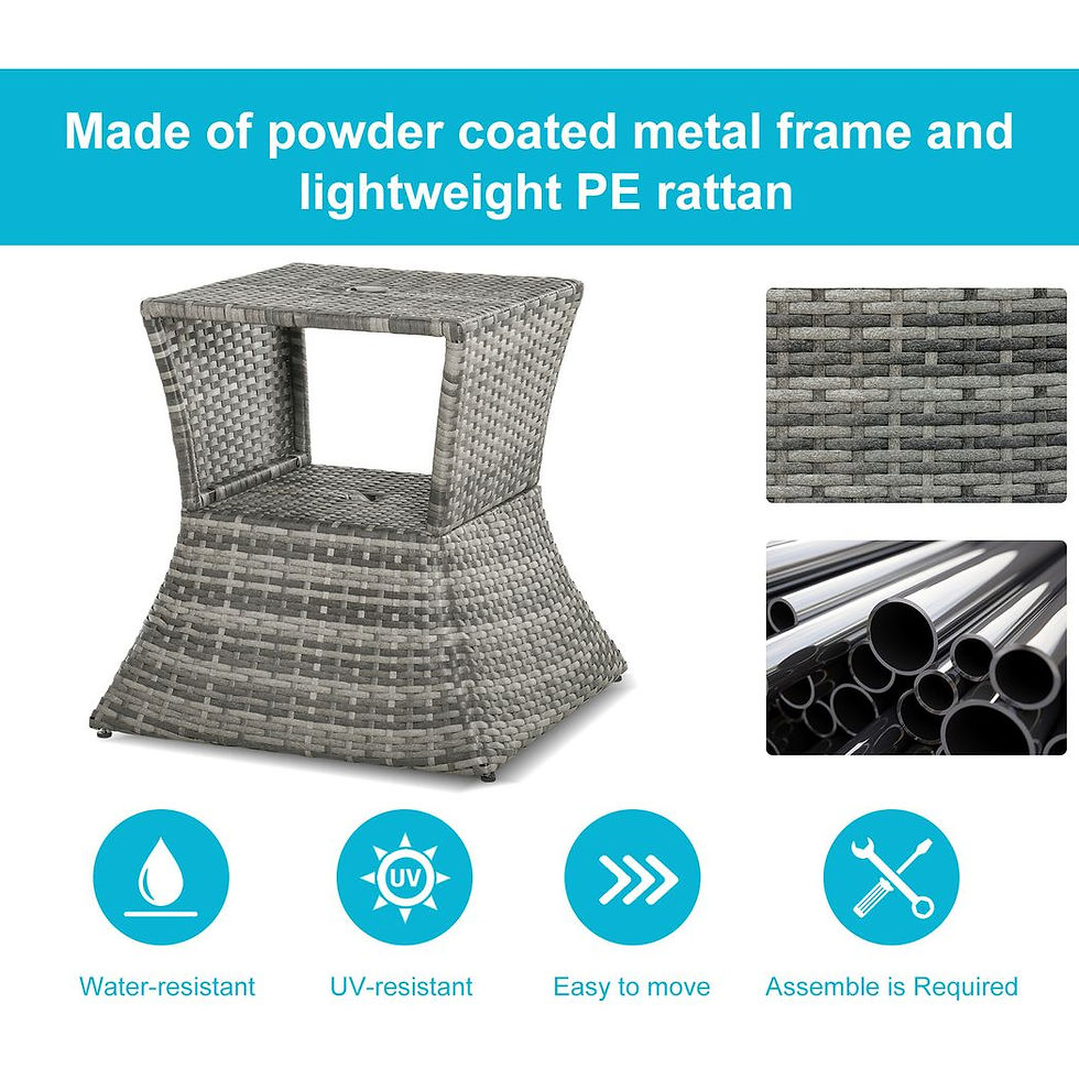 Thumbnail: Outsunny Rattan Wicker Tea Coffee Table w/ Umbrella Hole and Storage Space Grey