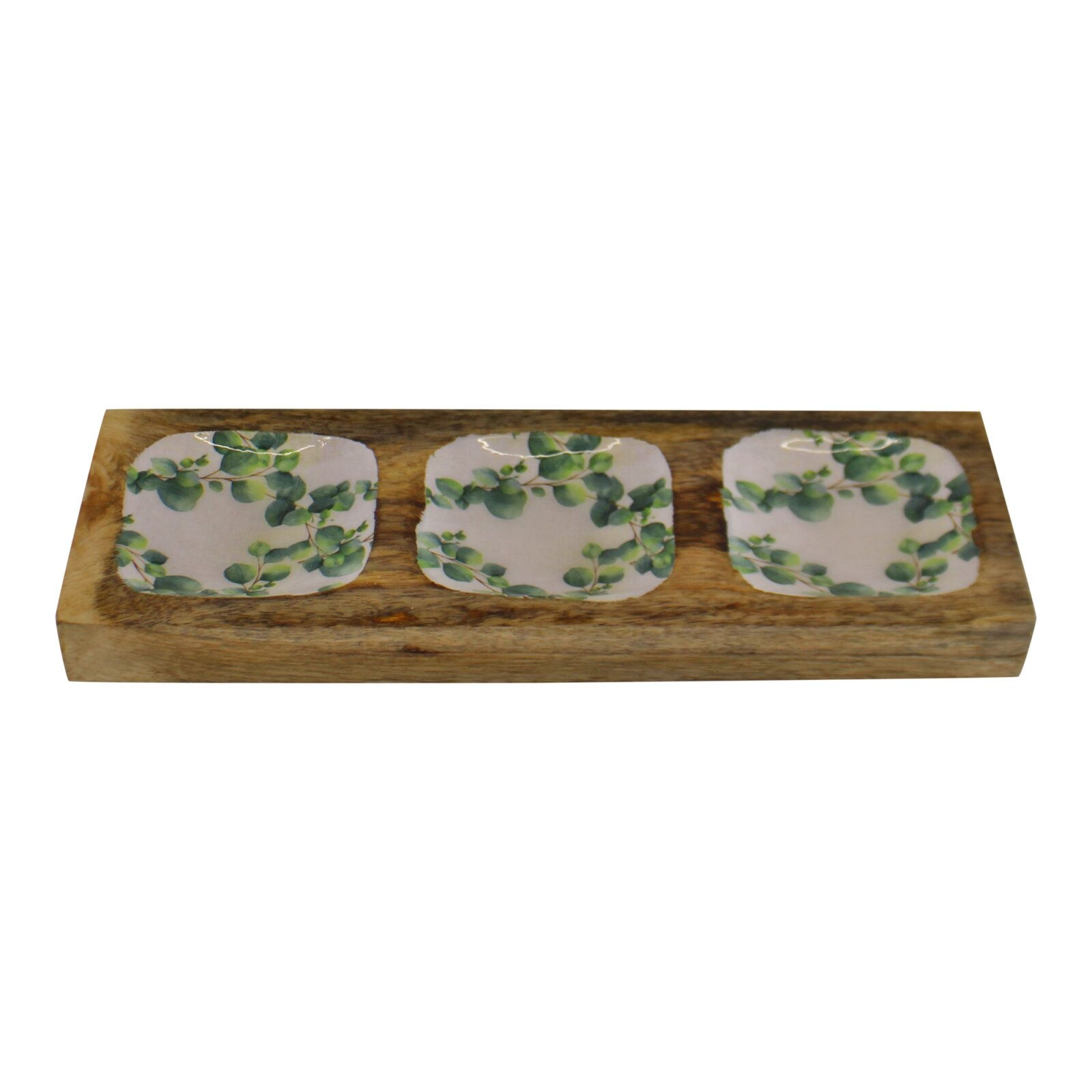 Wood & Enamel 3 Portion Snack Serving Tray Shipping furniture UK