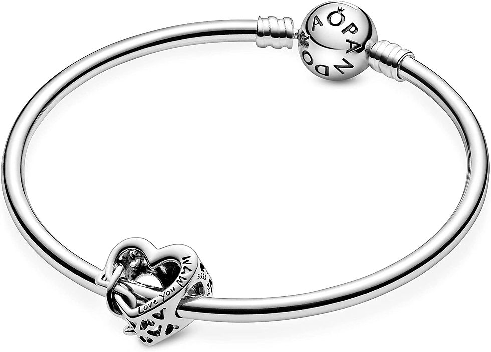 Thumbnail: Moments Women's Sterling Silver Love You Mum Infinity Heart Bracelet Charm