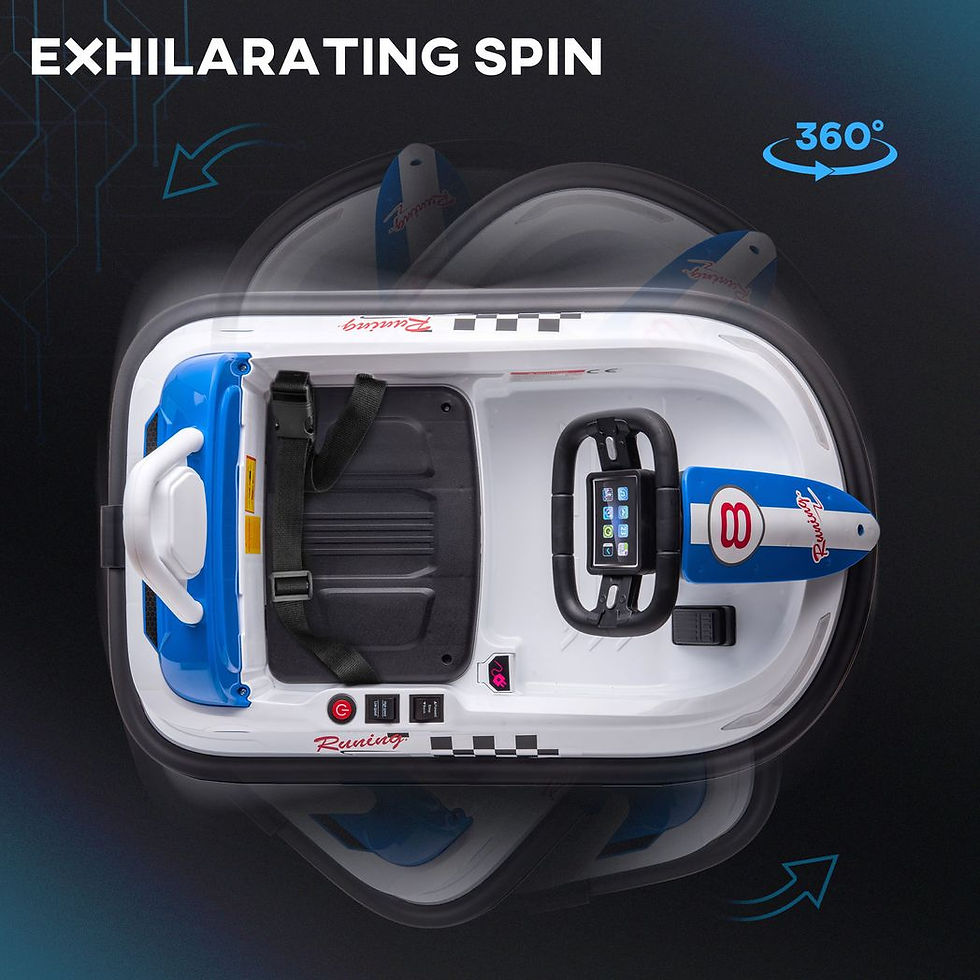 Thumbnail: 6V Kids Bumper Car, 360-Degree Rotation Waltzer Car w/ 2 Speeds - White