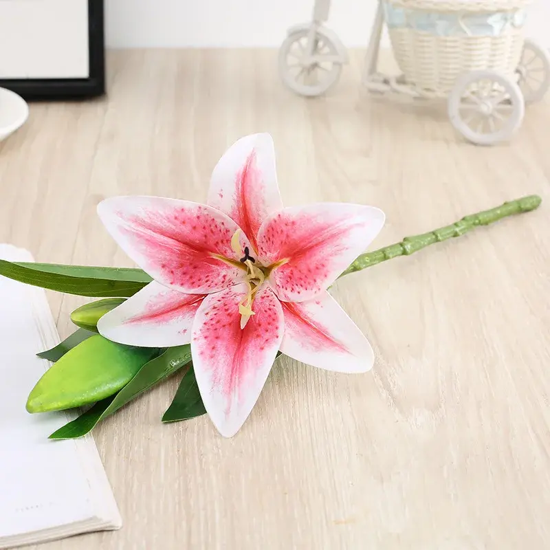 Thumbnail: 41cm 3-Head Artificial Lily Flower, Home Décor, Wedding & Living Room Decoration
