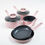 Thumbnail: Cermalon 5-Piece Matt Blush Pink with Grey Sparkle Ceramic Non-Stick Pan Set
