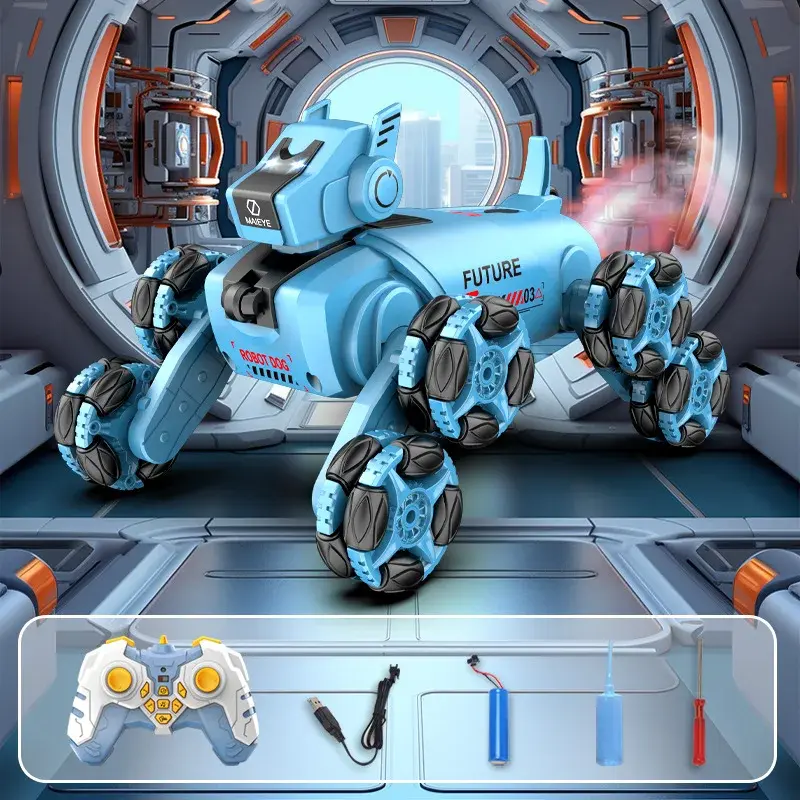 Thumbnail: Remote Control Mechanical Robot Dog Toy with Stunt Wheels