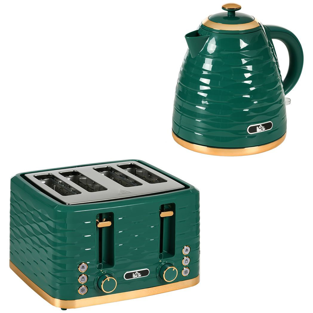 Kettle and Toaster Set 1.7L Rapid Boil Kettle & 4 Slice Toaster Green