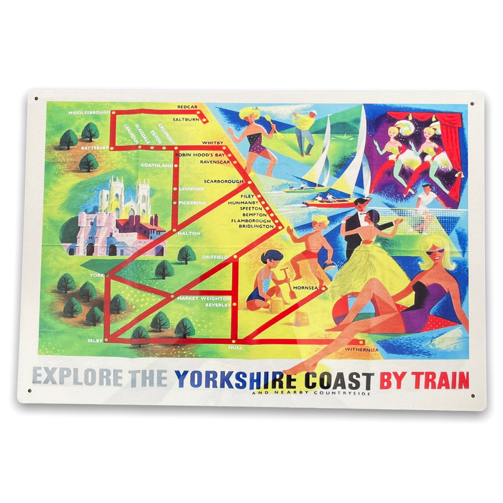 Vintage Sign British Railways Explore The Yorkshire Coast Shipping furniture UK
