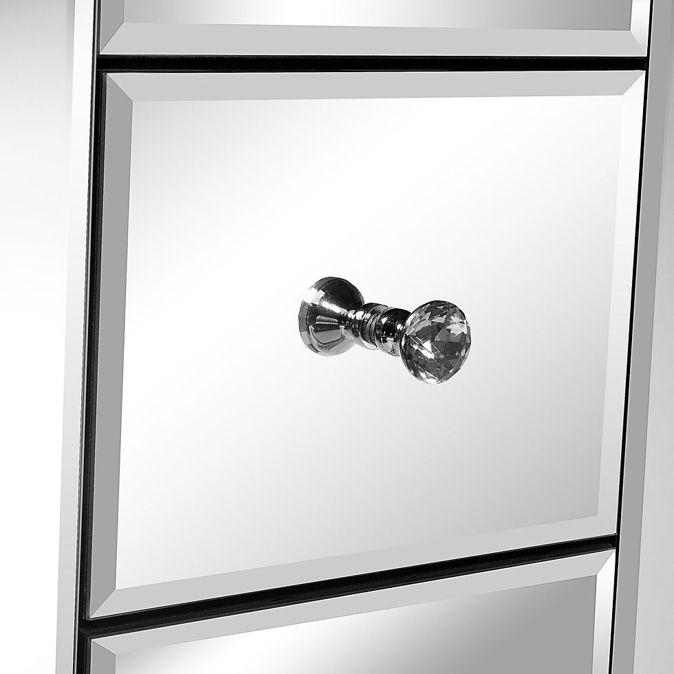 Thumbnail: Mirrored Glass Bedside Table with Three Drawers Size S