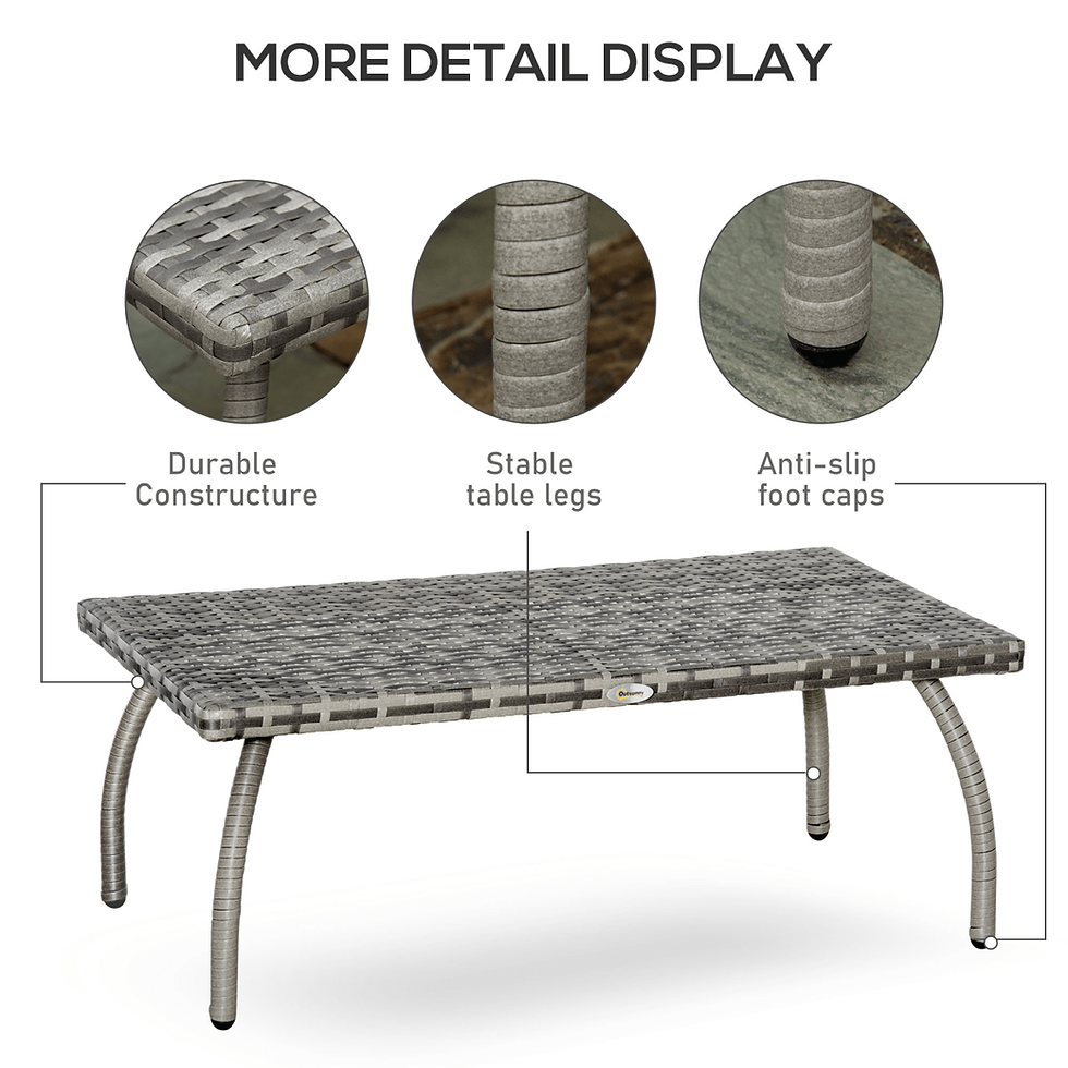 Thumbnail: Rattan Coffee Table with All-Weather Patio Design, Grey