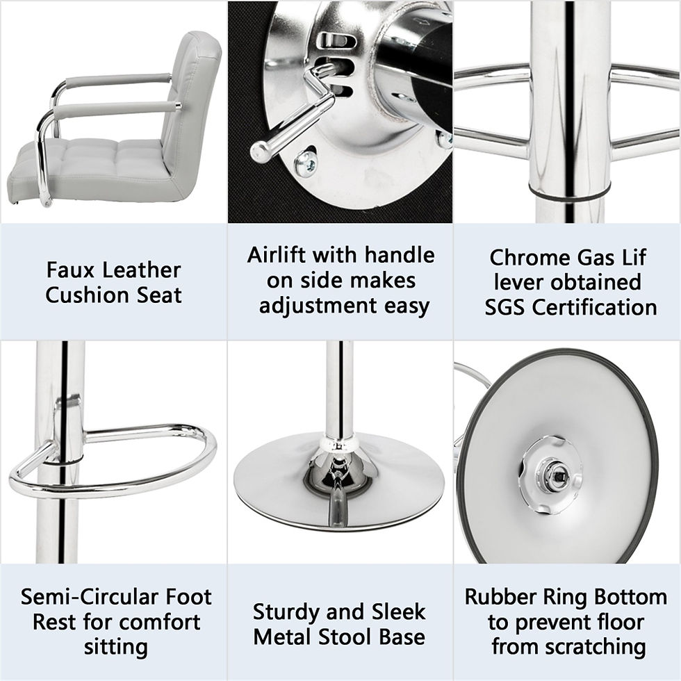 Thumbnail: 2pcs 60-80cm 6 Checks Round Cushion  Bar Stool Gray