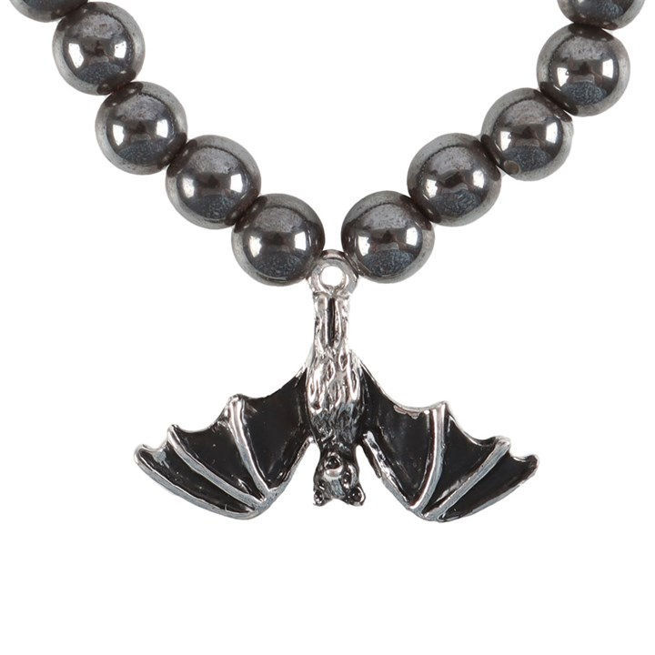 Thumbnail: Hanging Bat Hematite Charm Bracelet