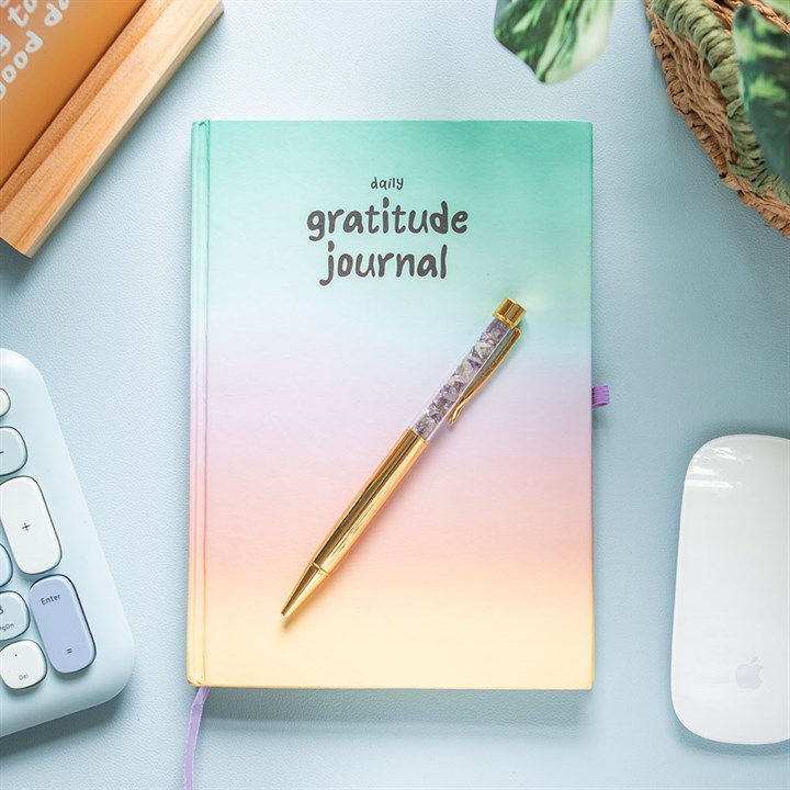 Thumbnail: Multicoloured Gratitude Journal with Amethyst Pen