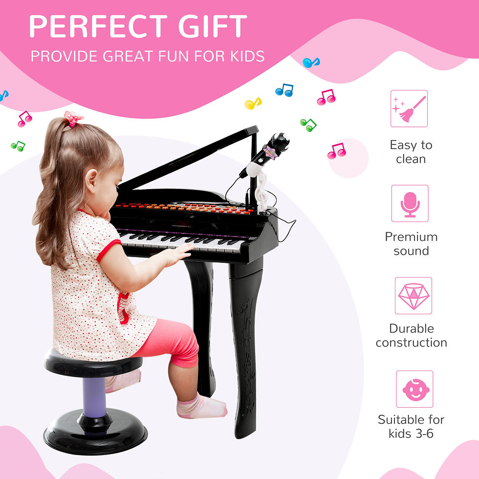 Thumbnail: 37 Key Musical Mini Piano Electrionic Keyboard Microphone Stool Black