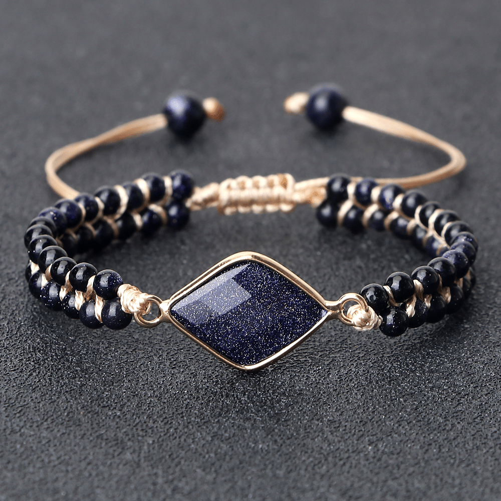 Blue Sandstone Buddha Bracelet – 4mm Natural Stone Beads