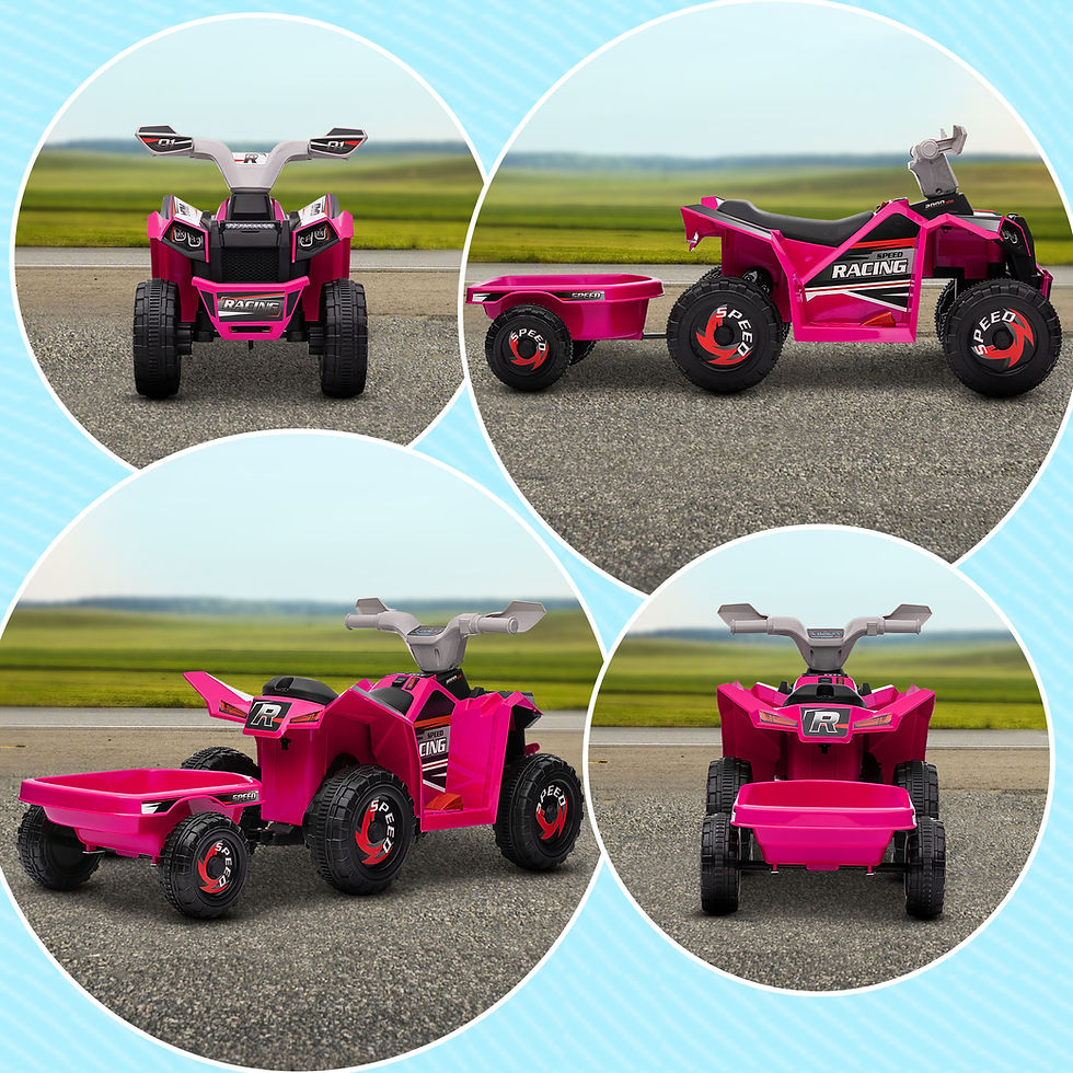 Thumbnail: Electric Quad Bike, 6V Kids Ride On ATV w/ Back Trailer for 18-36 Months - Pink