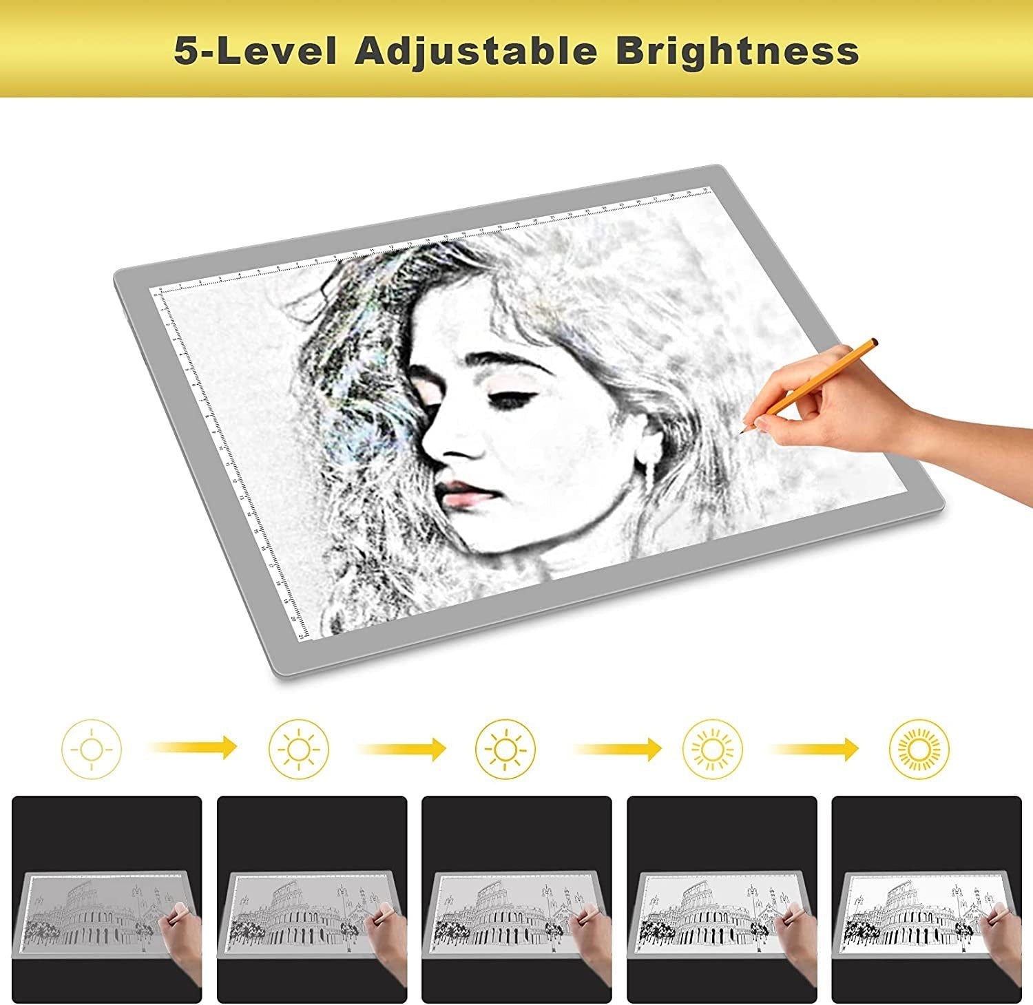 LED Light Box, A4 Wireless Battery Powered Light Pad Artcraft Tracing Pad Light