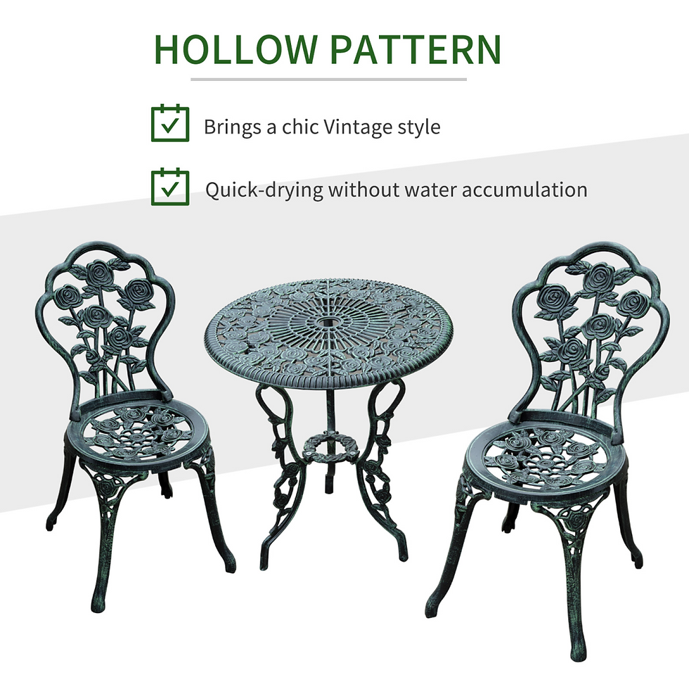 Thumbnail: 3 Pieces Cast Aluminum Bistro Set-Green
