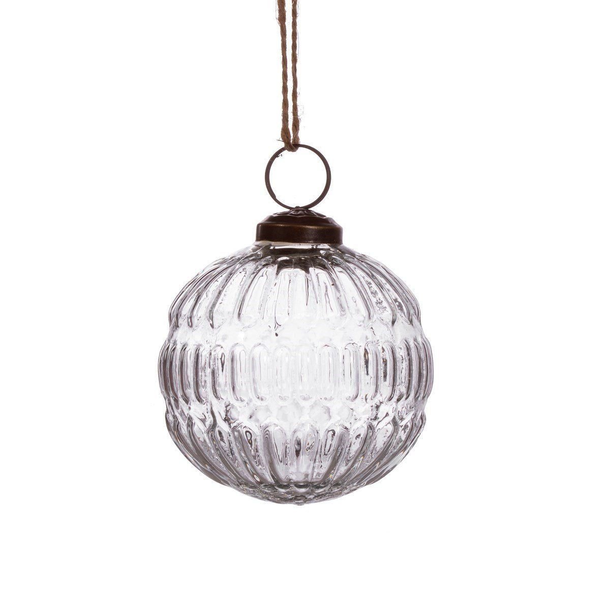 Clear Recycled Glass Grooved Bauble Shipping furniture UK