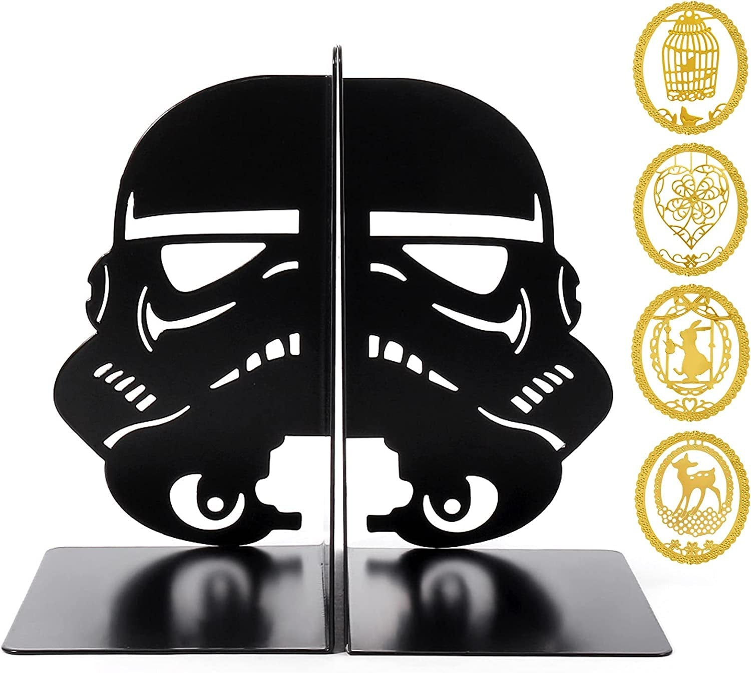 Bookends Decorative,Book Ends Metal Black Heavy Duty Bookend,Modern Geometric De