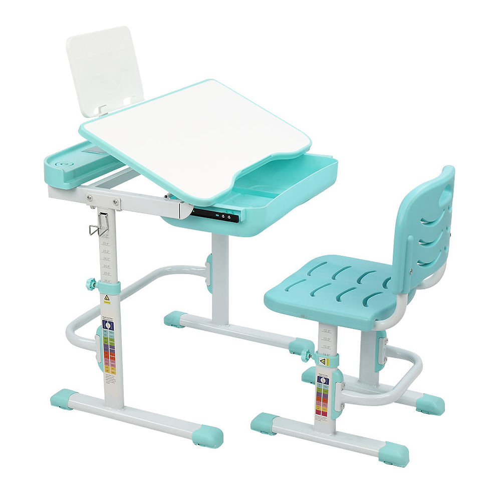 Thumbnail: 70CM Lifting Table Can Tilt Children Learning Table And Chair Turquoise