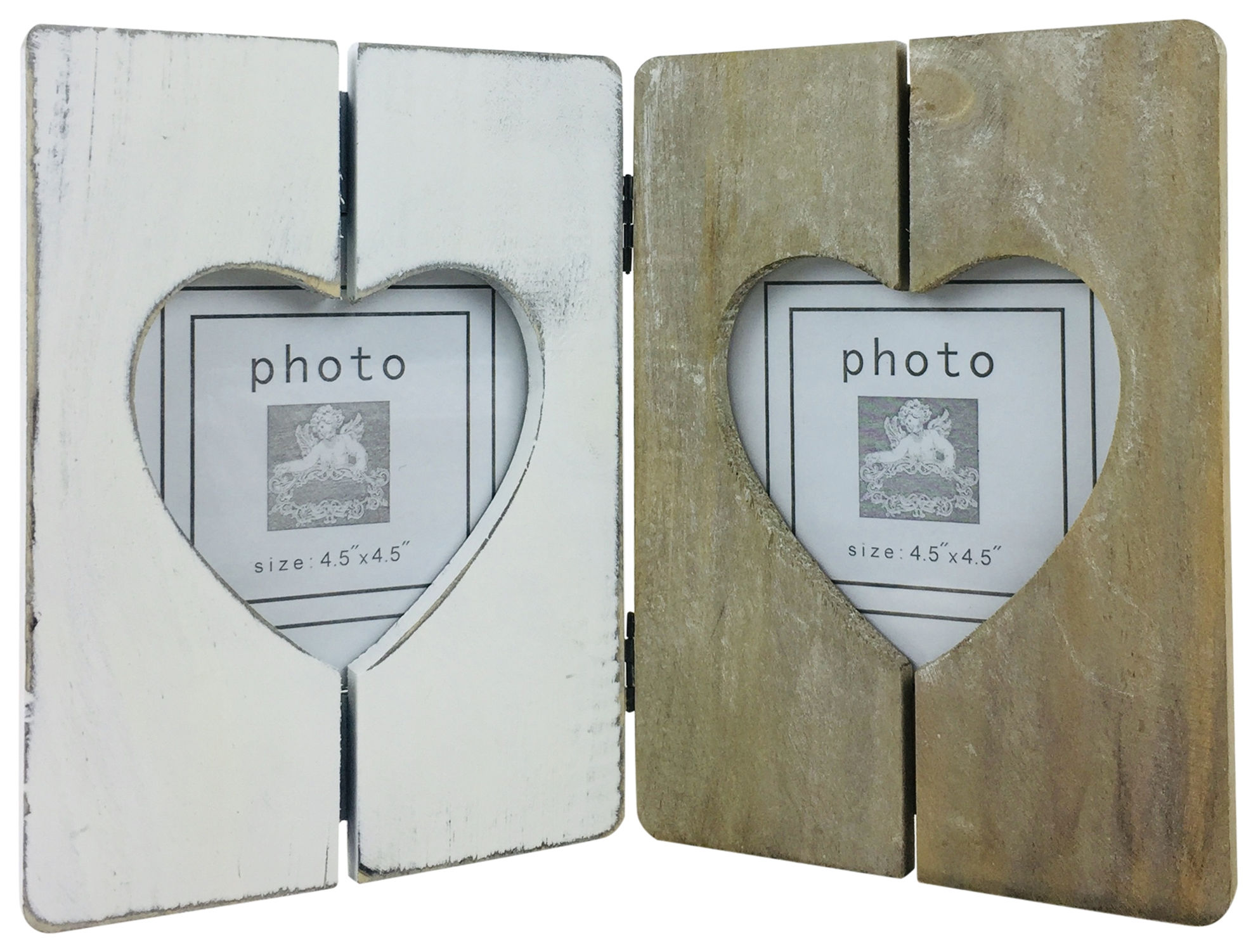 Wooden Double Heart Photo Frame 29cm Shipping furniture UK