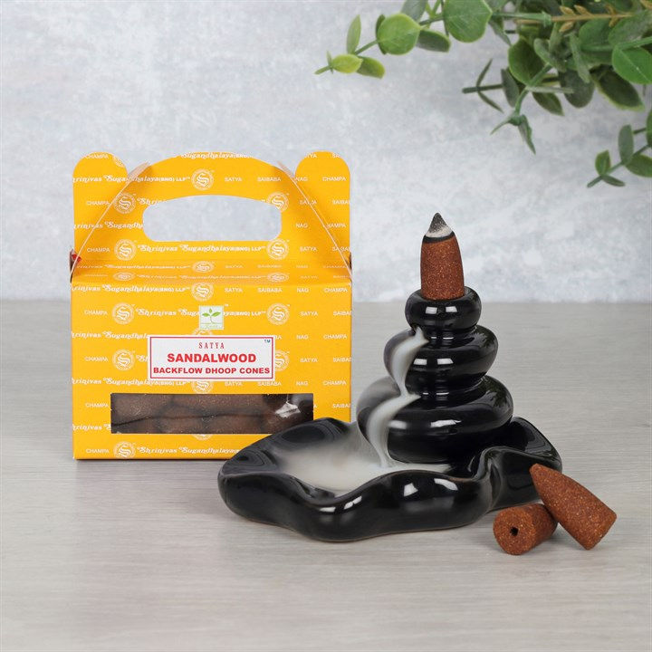 Thumbnail: Set of 6 Packets of Satya Sandalwood Backflow Dhoop Cones