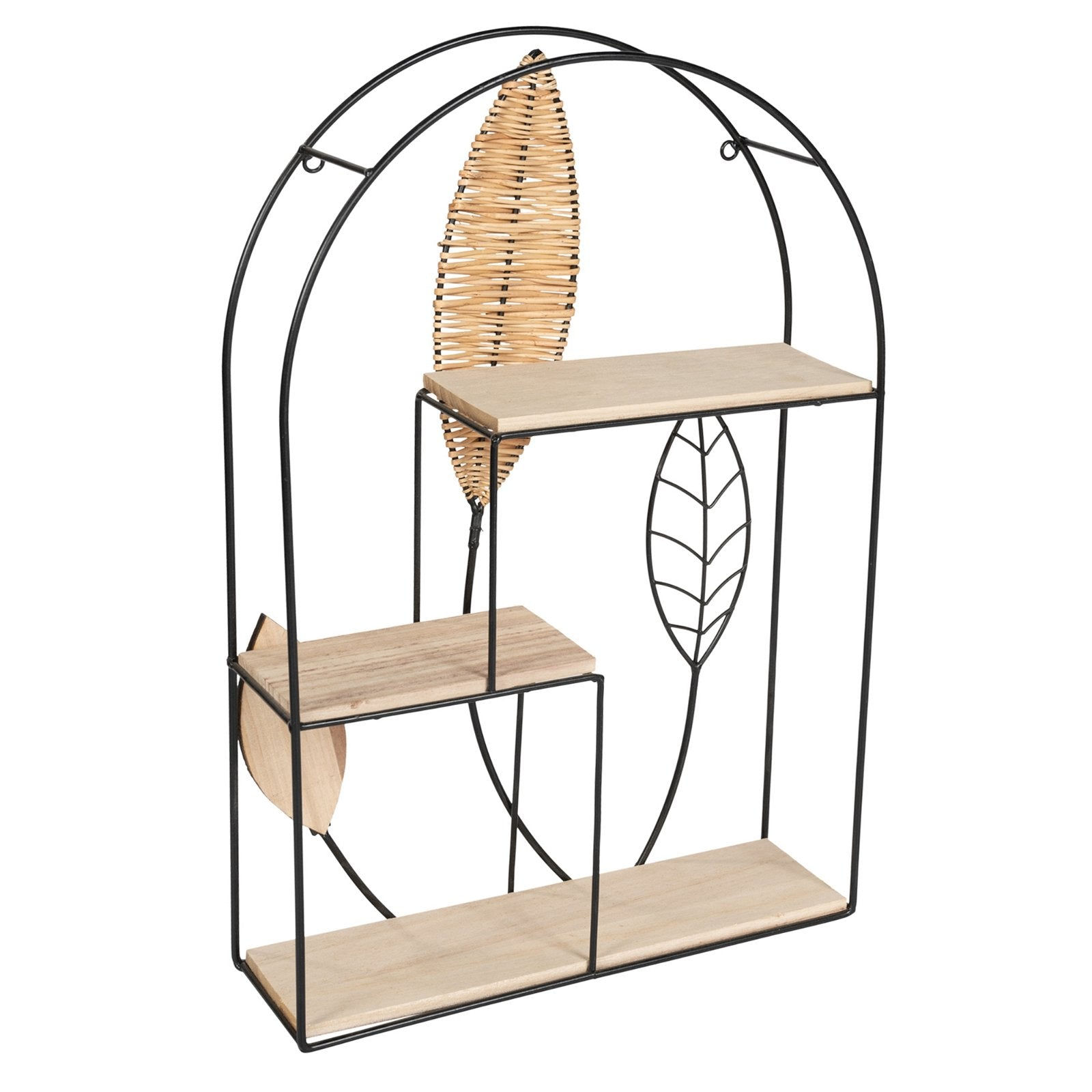 Arched Metal Framed Rattan Leaf Shelf Unit Shipping furniture UK