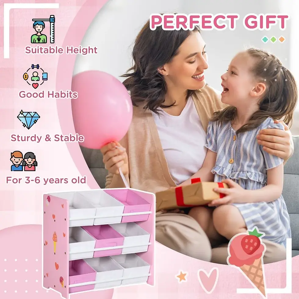 Thumbnail: Kids Storage Unit with 9 Removable Storage Baskets for Nursery Playroom, Pink