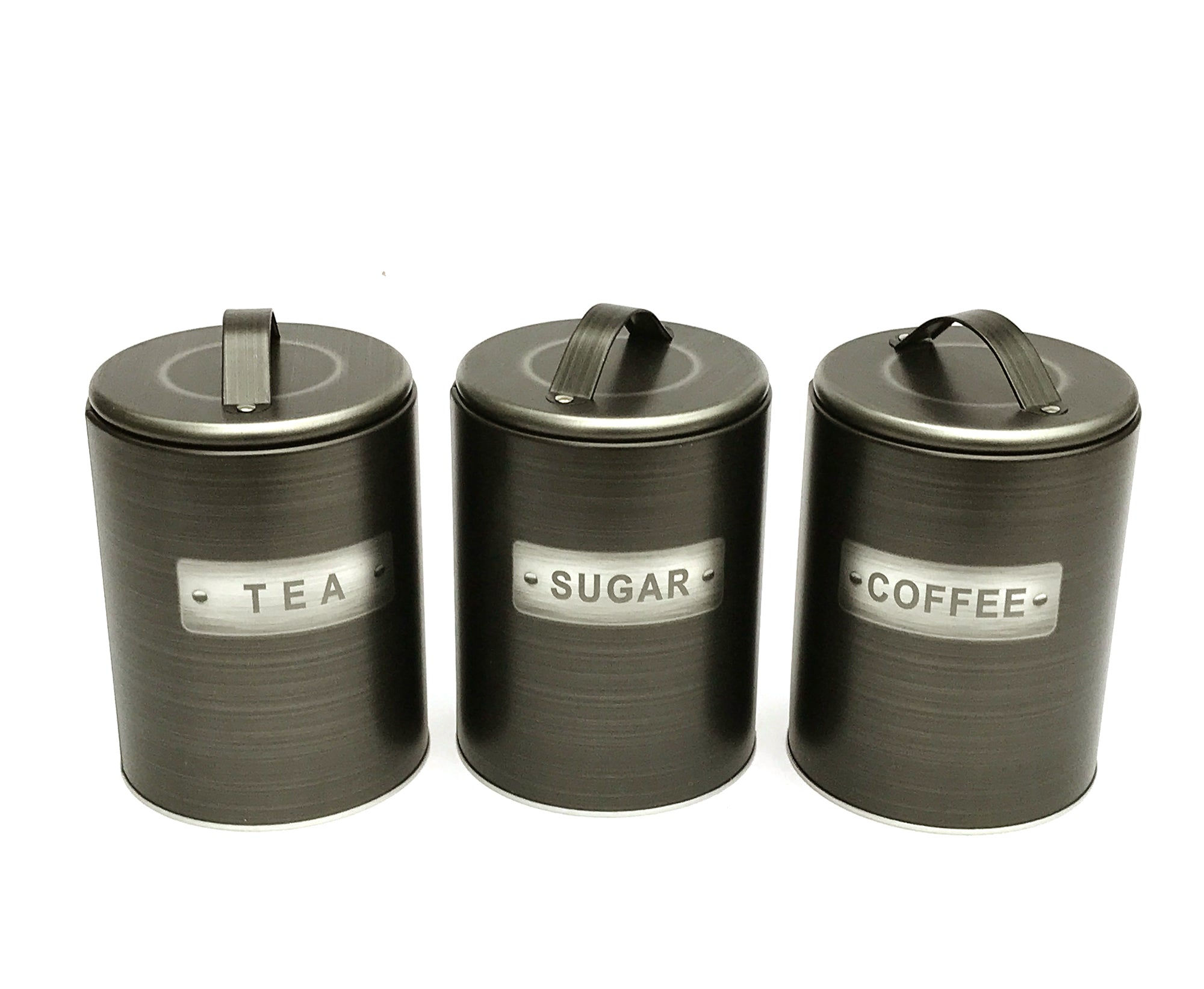 Brushed Tin Tea/Coffee/Sugar Canisters Shipping furniture UK