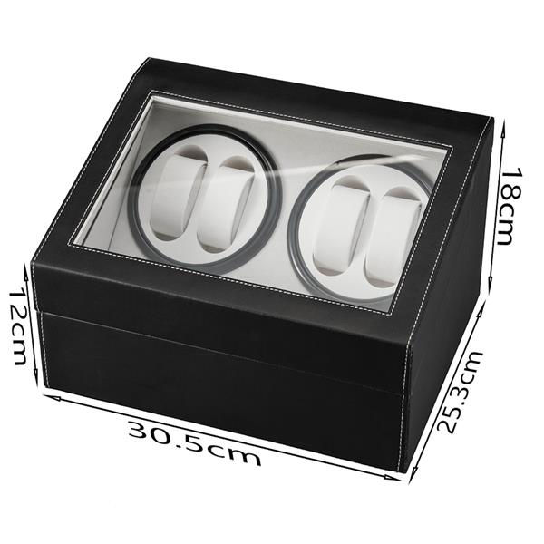 Thumbnail: Black Leather Watch Winder Storage Auto Display Case Box 4 6 Automatic Rotation