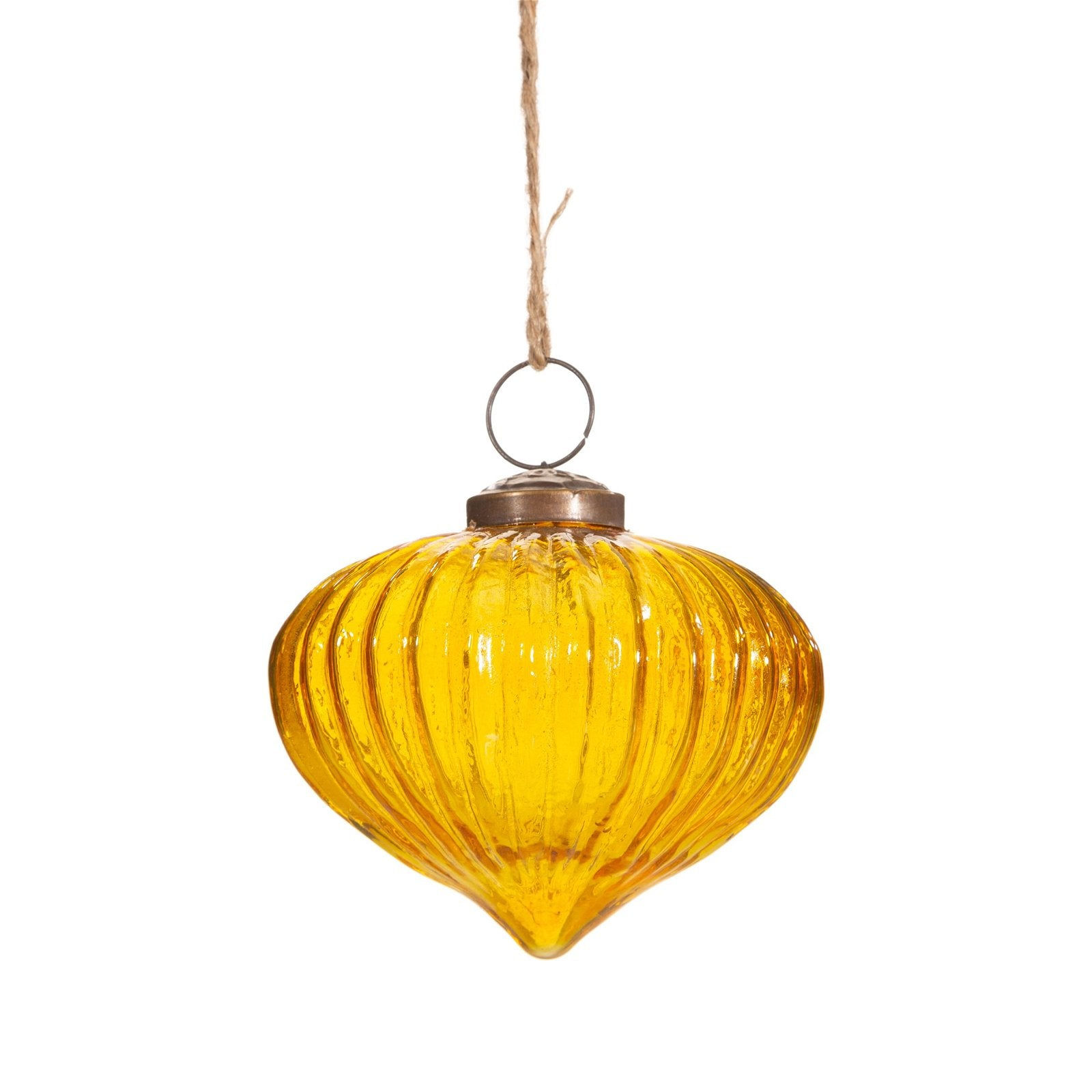 Amber Recycled Glass Onion Bauble Shipping furniture UK
