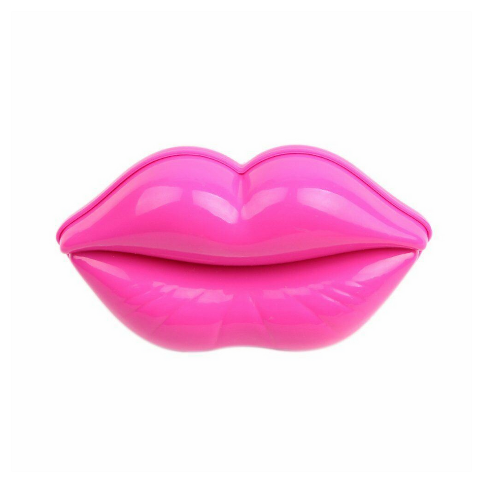 Thumbnail: Product: Portable Lip Shape Detangling Hair Brush Massage Comb with Mirror - Rose Pink

