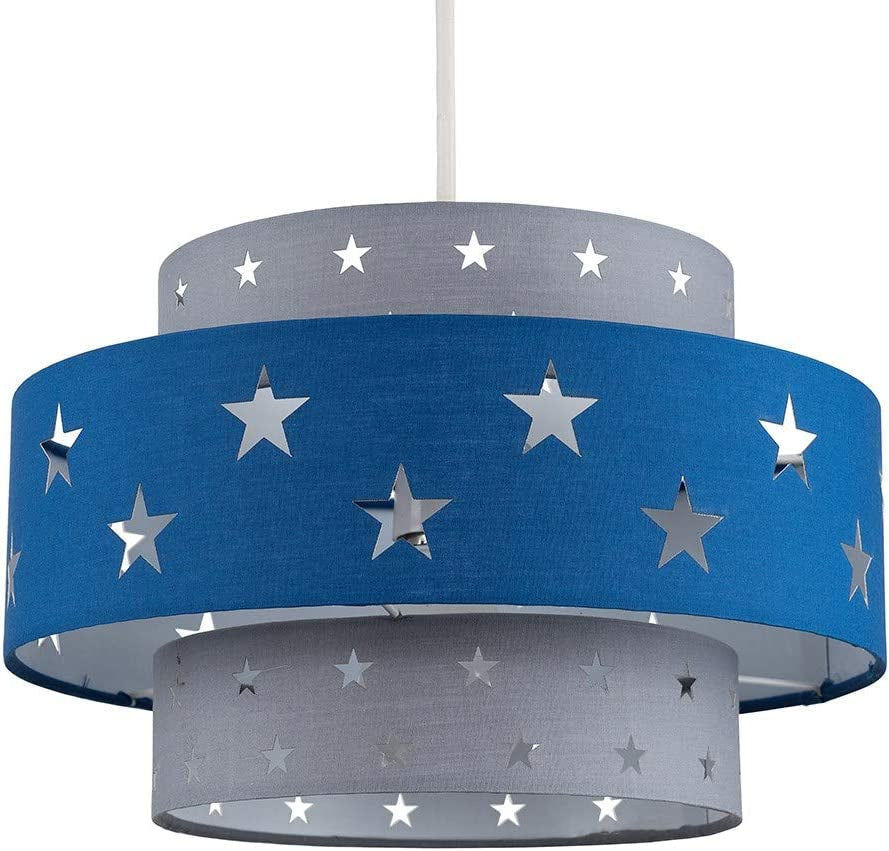 Thumbnail: Modern Pink & Dark Grey Cut Out Star Design Cylinder Ceiling Pendant Light Shade