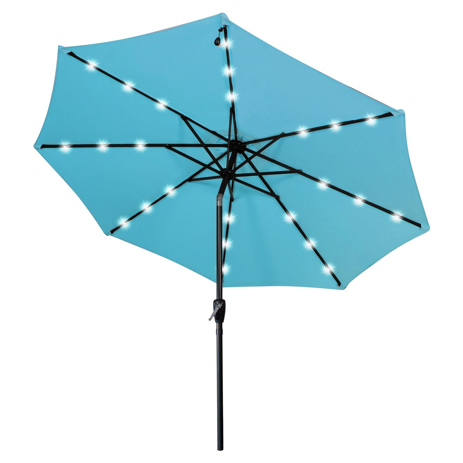 2.7M Garden Parasol with Solar-Powered LED Lights, Patio Umbrella with 8 Sturdy